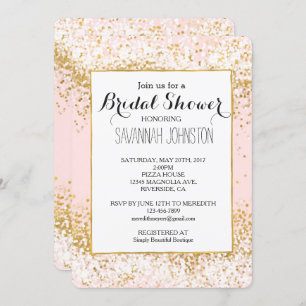 Invitation Rougissent la douche nuptiale de confettis roses