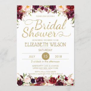 Invitation Rougissent la Fête de la mariée florale RSVP de