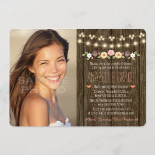 Invitation Rougissent la ficelle du sweet sixteen rustique de