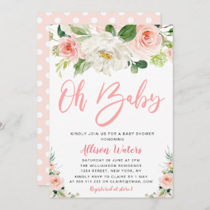 Invitation rougissent le baby shower floral de fleurs roses
