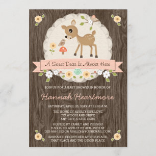 INVITATION ROUGISSENT LE BABY SHOWER ROSE DE CERFS COMMUNS DE