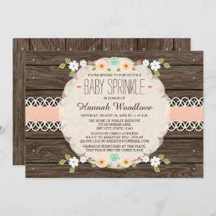 INVITATION ROUGISSENT LE BÉBÉ FLORAL RUSTIQUE DE BOHO