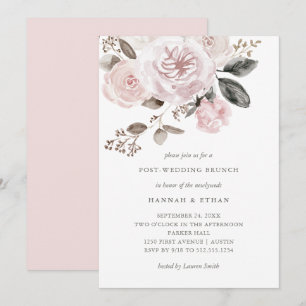 Invitation Rougissent le brunch floral rose de mariage de