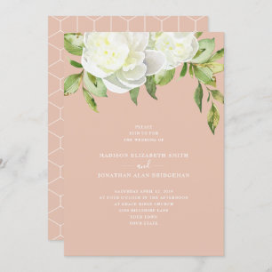 Invitation Rougissent le mariage floral de pivoine de ressort