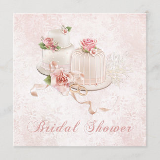 Invitation Rougissent les gâteaux de mariage avec des roses,