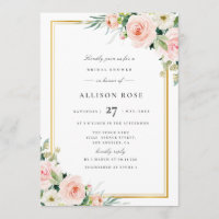 rougissent l'invitation nuptiale florale rose de