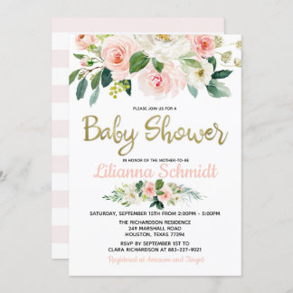 Invitation Rougissent l'invitation rose de baby shower de