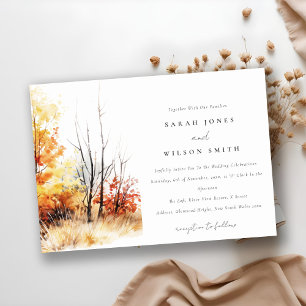 Invitation Rouille Jaune Automne Automne Paysage Plaid Mariag