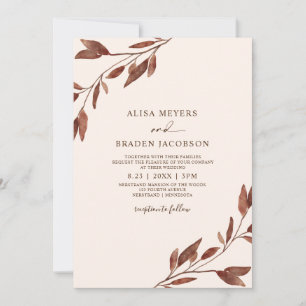 Invitation Rouille mariage de automne Brown Feuilles d'automn