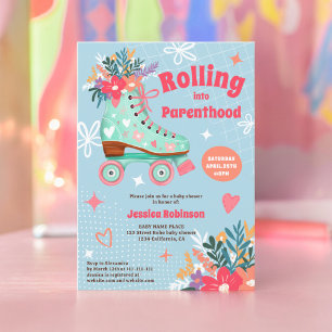 Invitation Roulage à rouleaux de teint floral rétro boho bébé