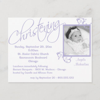 Invitation Rouleau pourpre de baptême pour le bébé