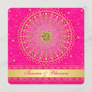 Invitation Rouleaux roses d'or de l'invitation   Ganesh de