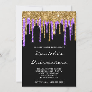Invitation Roulettes Parties scintillant violet or noir Quinc