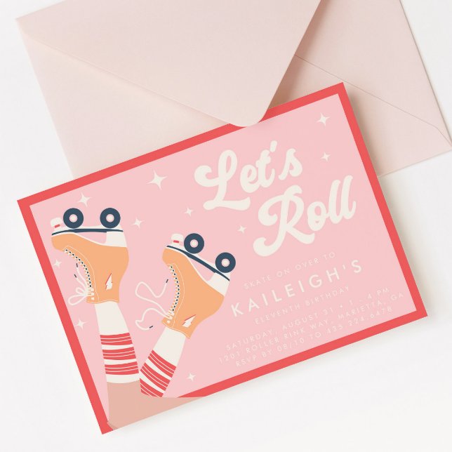 Invitation Roulons à l'an 2000 Les filles de patinage à roule (Créateur téléchargé)