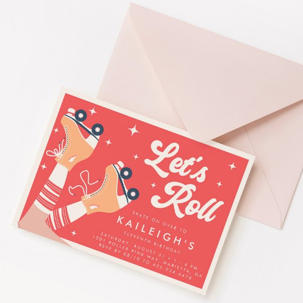 Invitation Roulons à l'an 2000 Les filles de patinage à roule (Créateur téléchargé)