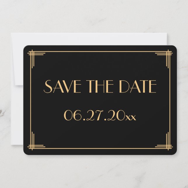 Invitation Round Great Gatsby Art Déco Mariage Enregistrer La (Devant)