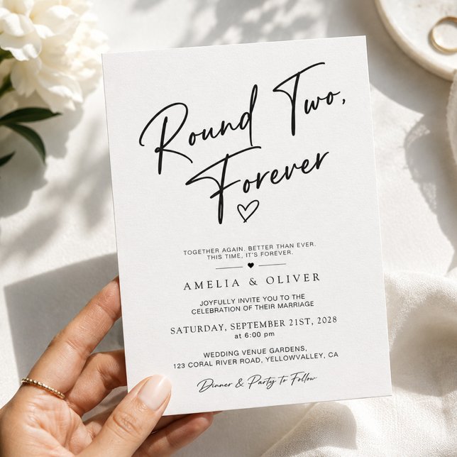 Invitation Round Two Forever Mariage Moderne Remariage (Créateur téléchargé)