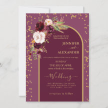 roux bordeaux | Mariage moderne Gold frame