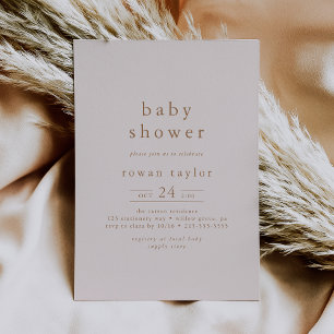 Invitation ROWAN Boho Rose Gold Girl Baby shower simple