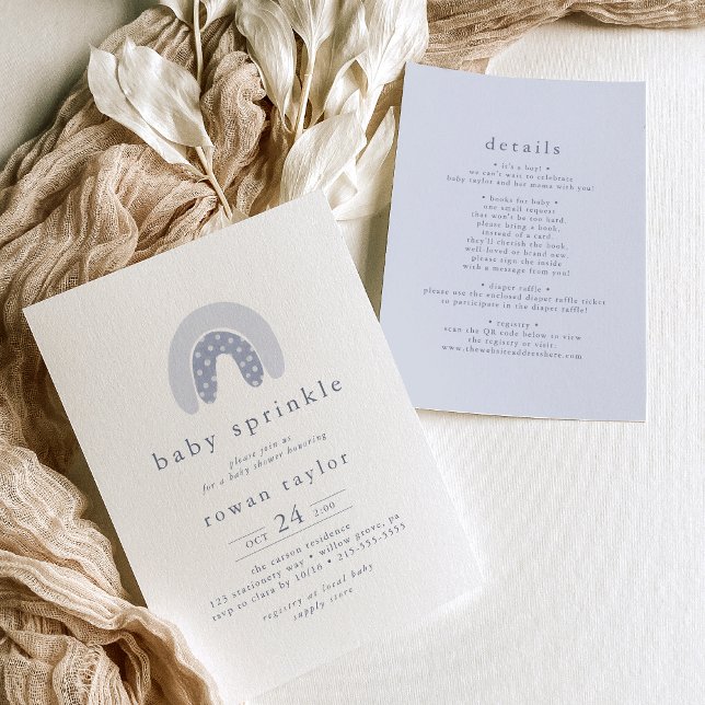 Invitation ROWAN Unique Boy Blue Boho Rainbow Baby Sprinkle (ROWAN Unique Boy Blue Boho Rainbow Baby Sprinkle Invitation)