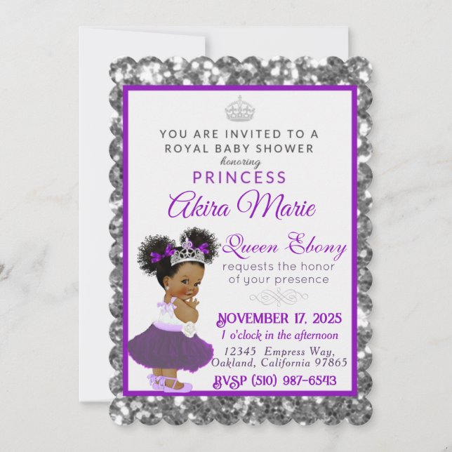 Invitation Royal African Princess Purple|Parties scintillant  (Devant)