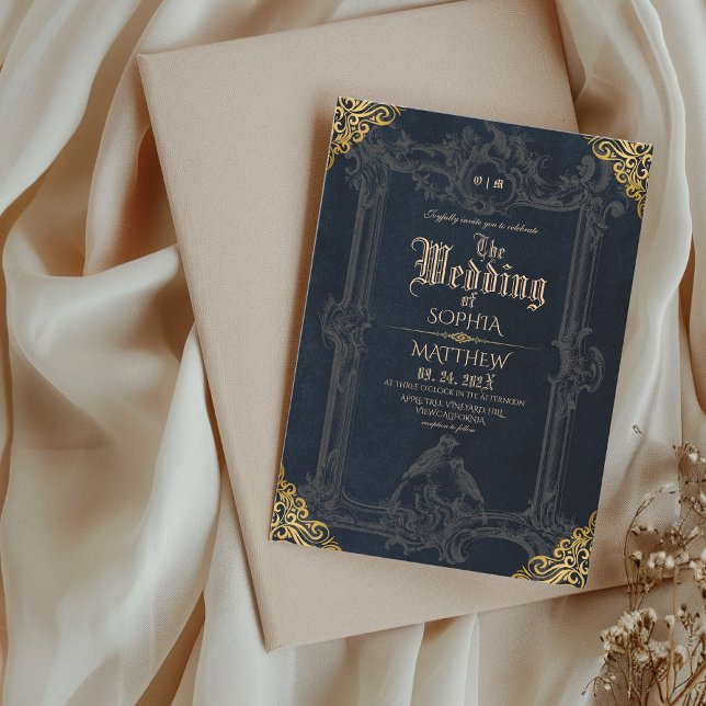 Invitation Royal Black Gold Fantasy Medieval Wedding  (Créateur téléchargé)