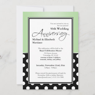 Invitation Royal Black pois vert 50e Anniversaire