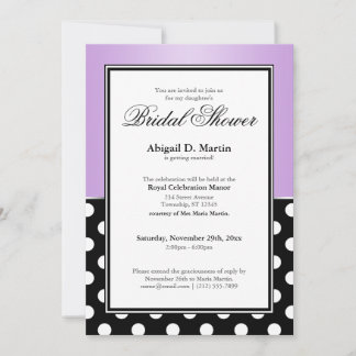Invitation Royal Black Polka Dot Purple Fête des mariées