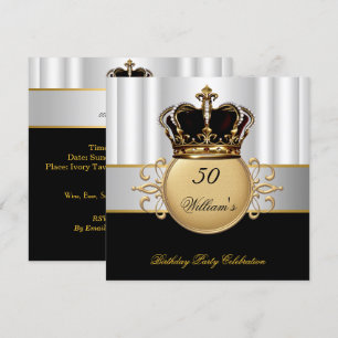 Invitation Royal Black White Gold Anniversaire Prince Roi