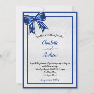 Invitation Royal bleu argent arc métal élégant mariage