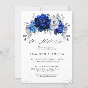 Invitation Royal Bleu Blanc Argent Métallo Nous le faisons to