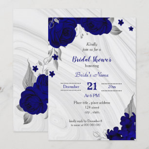 Invitation royal bleu gris gris gris douche à nuptiale