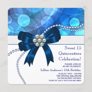Invitation Royal Bleu Turquoise Bleu fête d'anniversaire