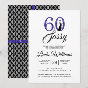 Invitation Royal Blue 60 et Sassy   60e fête d'anniversaire