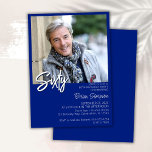 Invitation Royal Blue 60th Birthday Photo<br><div class="desc">Photo moderne minimaliste royal bleu et blanc 60e anniversaire invitation pour une fête d'anniversaire amusante. L'âge peut être changé. Cette invitation est simple et élégante, adulte jalon d'anniversaire invitation pour les hommes et les femmes. La couleur arrière - plan bleue et blanche royale peut être changée en n'importe quelle couleur...</div>