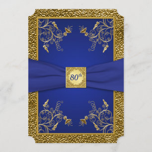 Invitation Royal Blue and Gold 80e anniversaire