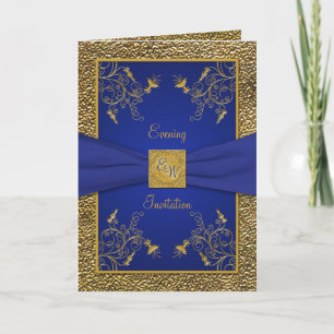 Invitation Royal Blue and Gold Card Style Soirée d'invitation