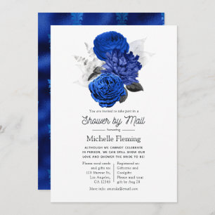 Invitation Royal Blue and Silver Floral Fête des mariées par 