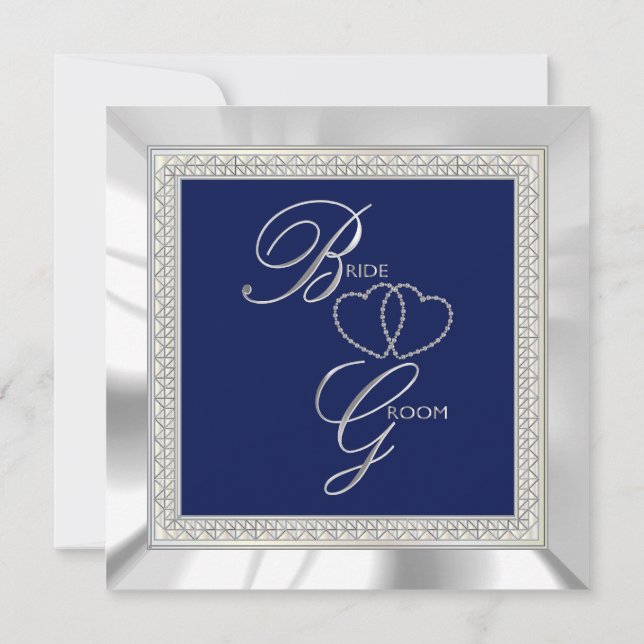Invitation Royal Blue and Silver Mariage (Dos)