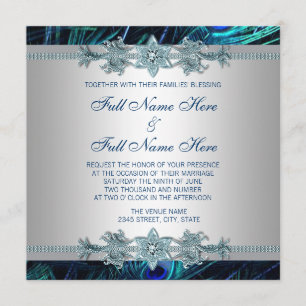 Invitation Royal Blue and Silver Royal Indian Peacock Mariage