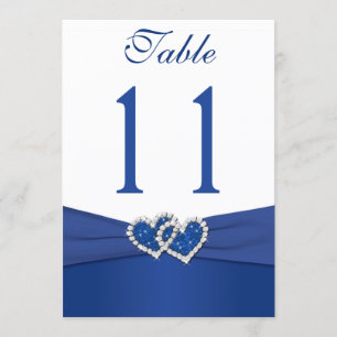 Invitation Royal Blue and White Coeurs jointes Numéro de tabl
