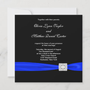 Invitation Royal Blue Black Blue Mariage