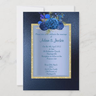 Invitation ROYAL BLUE Bouquet Floral ÉLÉGANT MARIAGE CLASSÉ