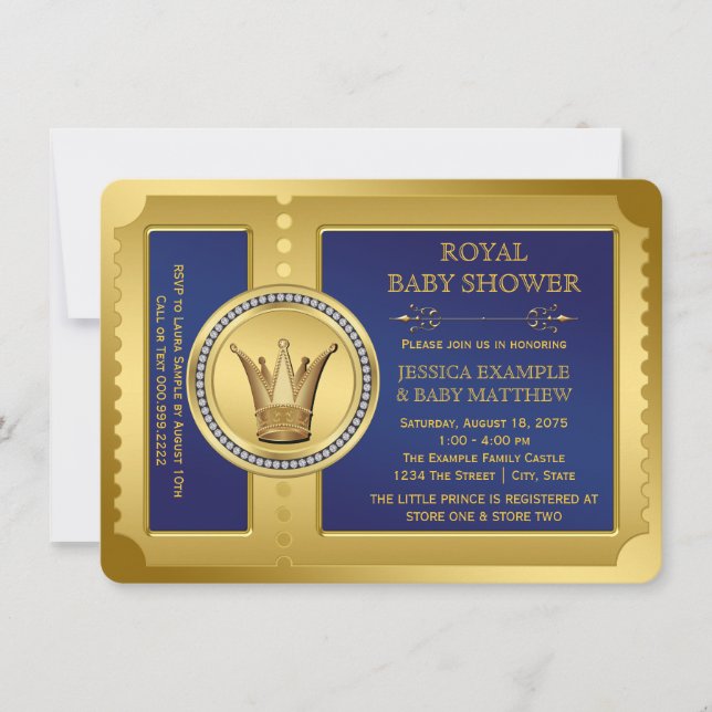 Invitation Royal Blue Boys Royal Baby shower (Devant)