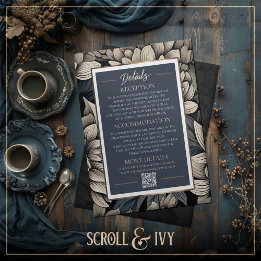 Invitation Royal Blue & Champagne Bloom Détails du Mariage
