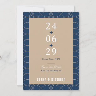 Invitation Royal Blue Classic Retro Enregistrer la date Invit