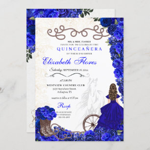Invitation Royal Blue Cowgirl Ranchero Western Quinceanera
