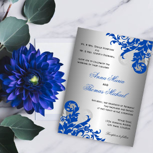 Invitation Royal Blue et Mariage argenté