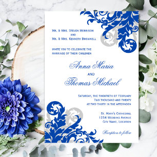 Invitation Royal Blue et Mariage argenté
