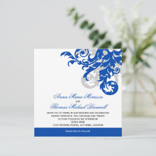 Invitation Royal Blue et Mariage argenté